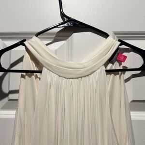 Ivory Halter Neck Pleated Maxi Dress